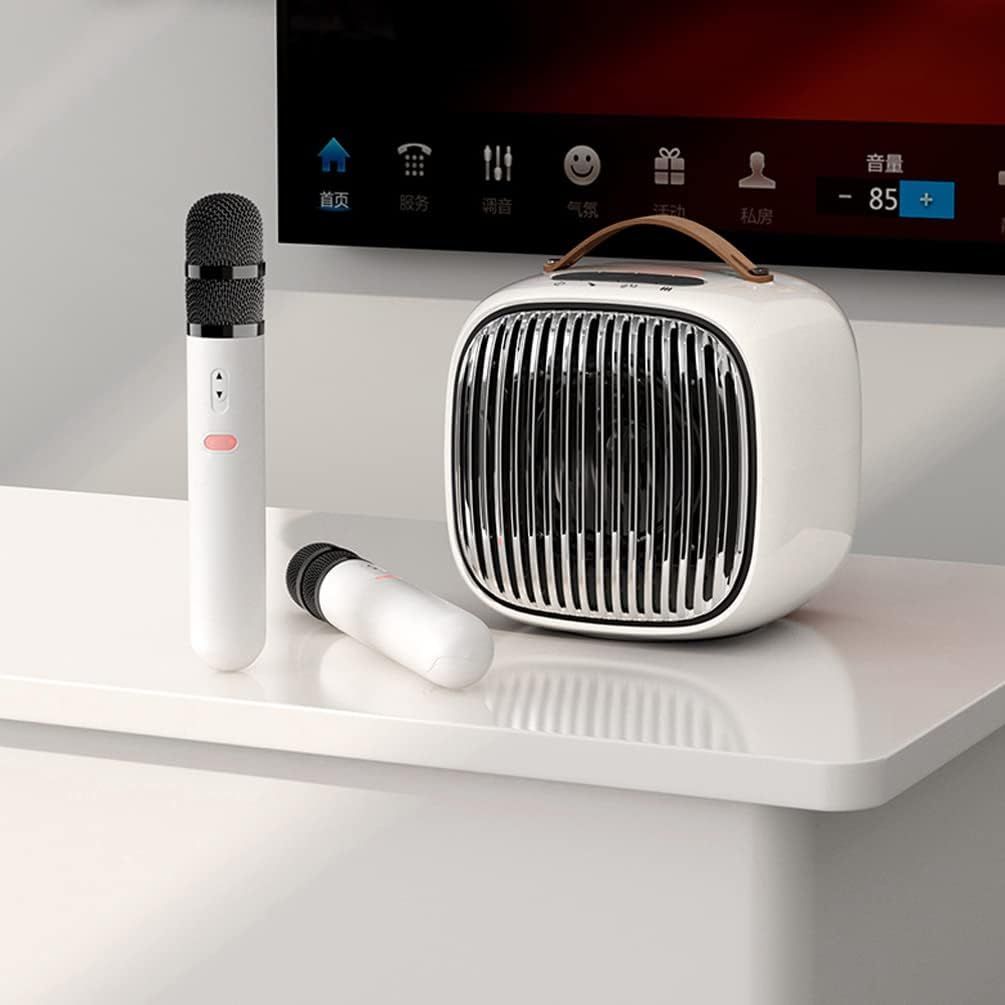 Urządzenie do karaoke, 30 W, Bluetooth, przenośny system PA z 2 bezprzewodowymi mikrofonami, głośnik z uchwytem na telefon komórkowy