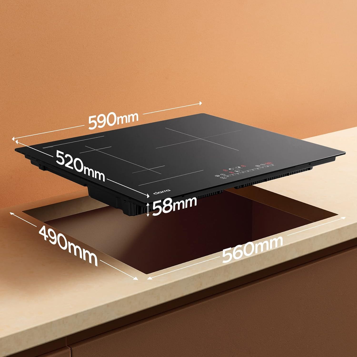 CIARRA CBBIH3BF Wbudowana indukcyjna płyta grzewcza 3 strefy 32A 6500W z funkcją Boost 1 Flex Zone