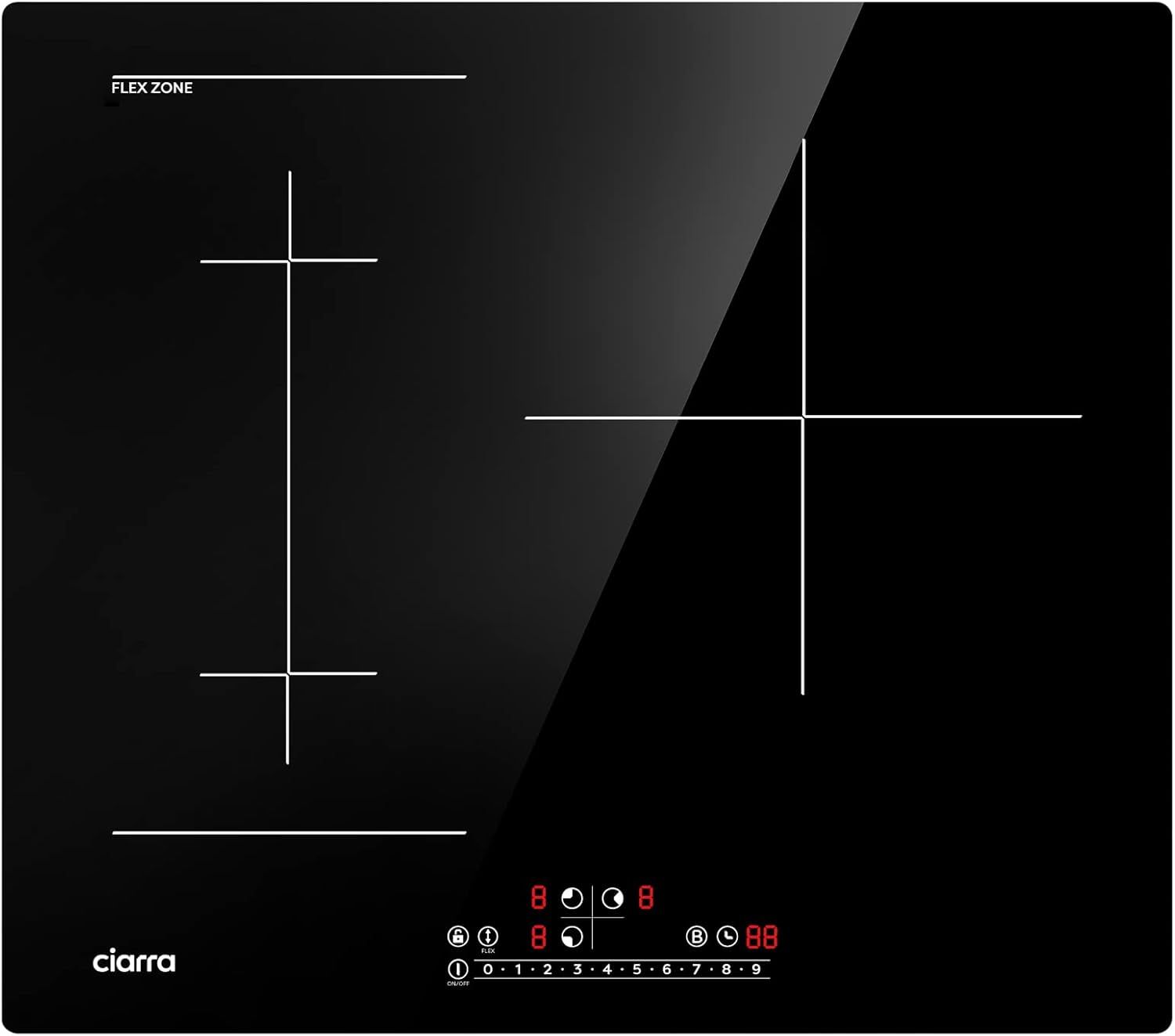 CIARRA CBBIH3BF Wbudowana indukcyjna płyta grzewcza 3 strefy 32A 6500W z funkcją Boost 1 Flex Zone