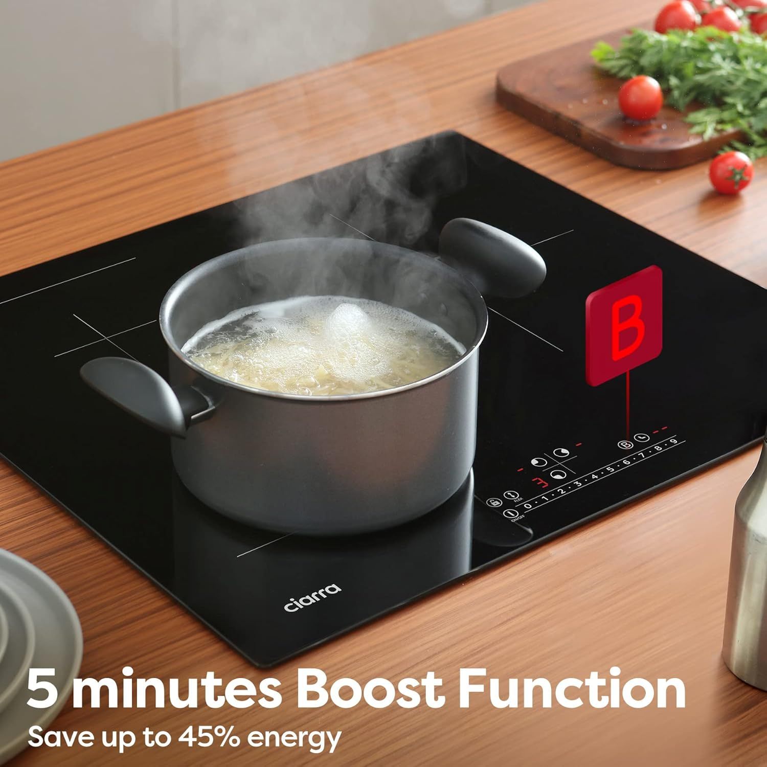 CIARRA CBBIH3BF Wbudowana indukcyjna płyta grzewcza 3 strefy 32A 6500W z funkcją Boost 1 Flex Zone