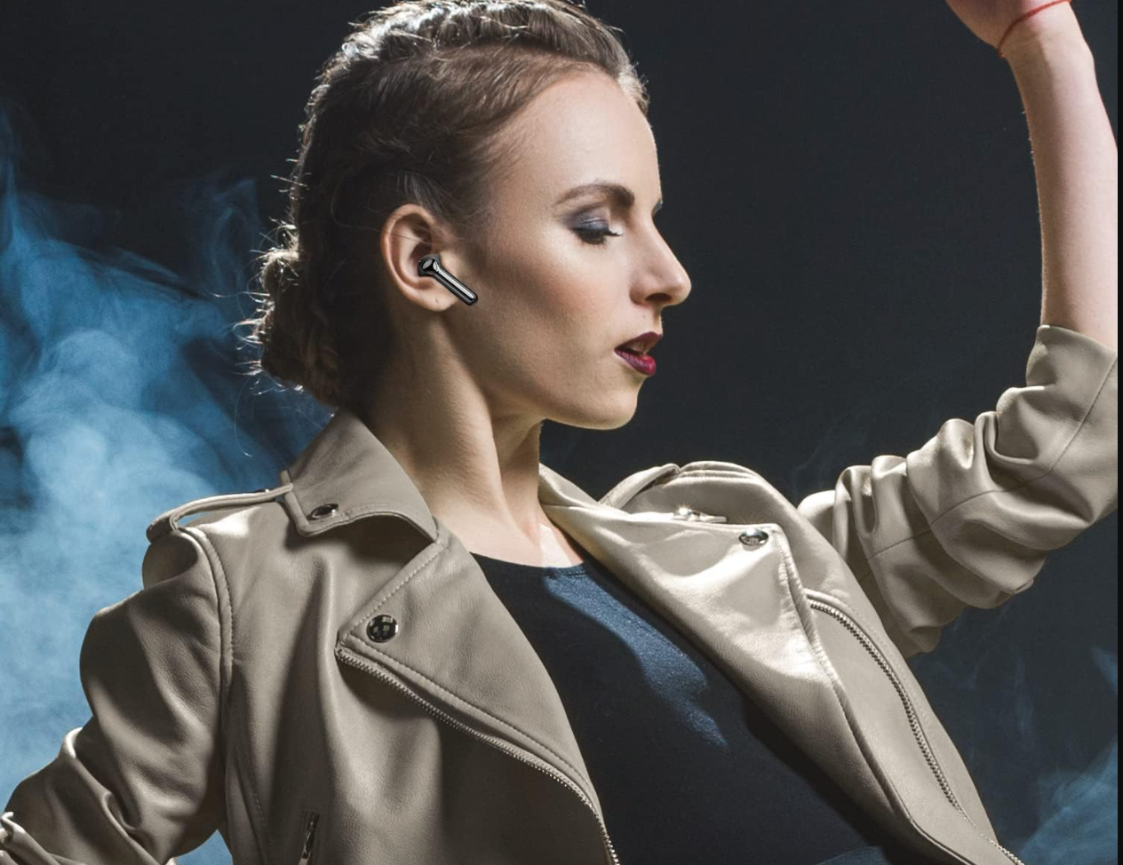 Truefree A1 Bluetooth 5.0 Stereo HiFi IPX4, wbudowane mikrofony, 18 godzin czasu odtwarzania, głębokie basy, USB-C szybkie ładowanie bezprzewodowe słuchawki dla iOS Android