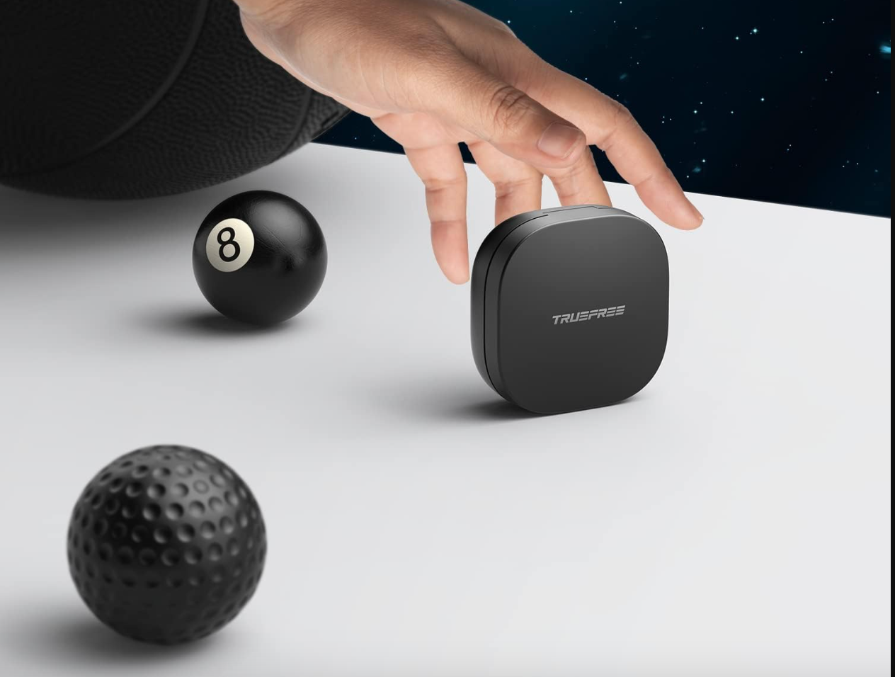 Truefree A1 Bluetooth 5.0 Stereo HiFi IPX4, wbudowane mikrofony, 18 godzin czasu odtwarzania, głębokie basy, USB-C szybkie ładowanie bezprzewodowe słuchawki dla iOS Android