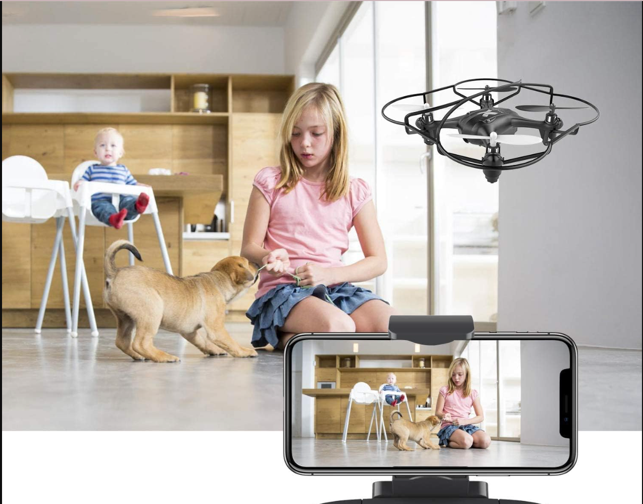 AToyX AT-96 Drone z kamerą HD Helikopter FPV Mini WiFi Drone Quadcopter z trybem Headless Samolot Mini Pilot zdalnego sterowania Zabawka dla dzieci lub początkujących - Czarny