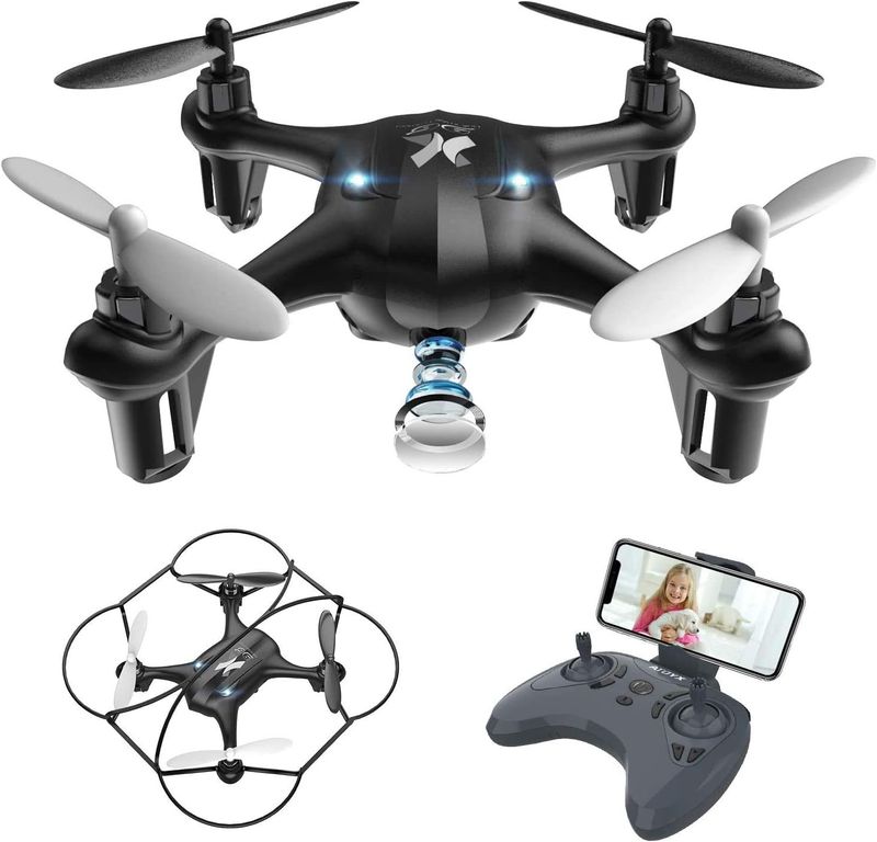 AToyX AT-96 Drone z kamerą HD Helikopter FPV Mini WiFi Drone Quadcopter z trybem Headless Samolot Mini Pilot zdalnego sterowania Zabawka dla dzieci lub początkujących - Czarny