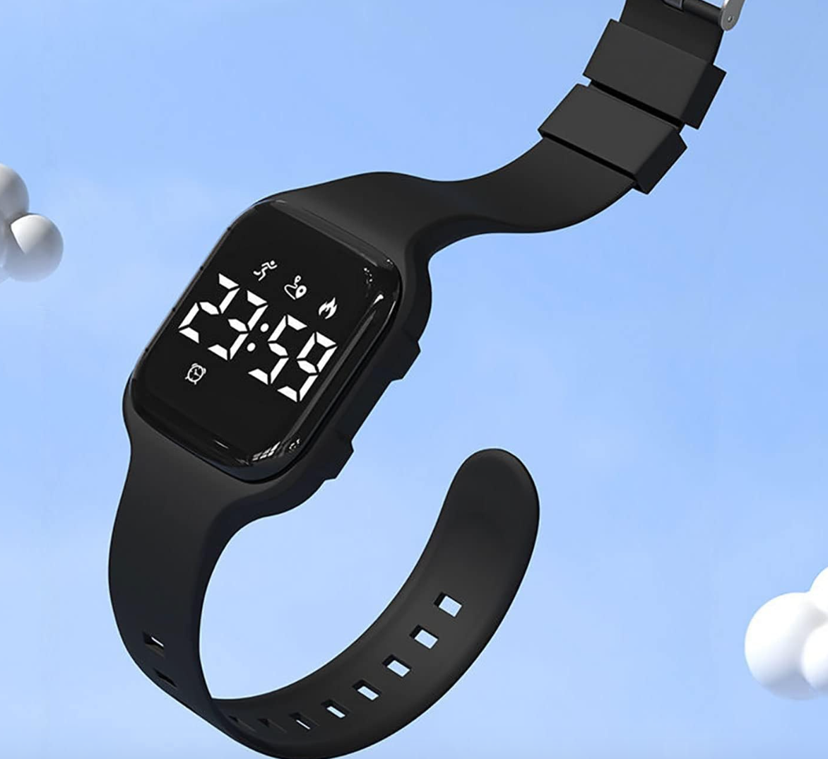 HUYVMAY Fitness Tracker Zzegarek z Krokomierzem, Zegarek Fitness bez Bluetooth/Aplikacji/Telefonu, Wodoszczelny Zegarek Fitness dla Chłopców Dziewcząt Dzieci, Zegarek na Rrękę ze Stoperem, 3 Budziki