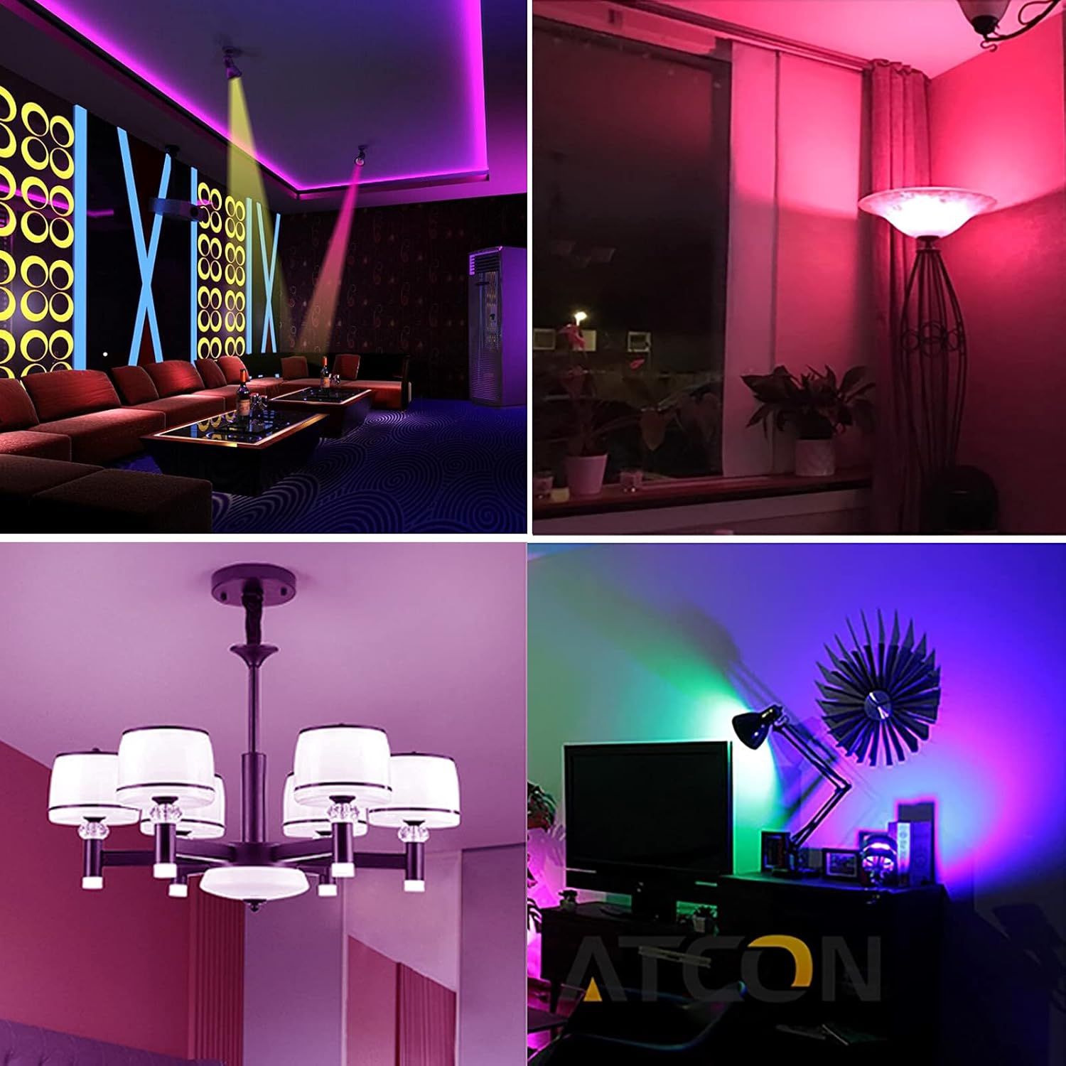 ZASTION EXTRASTAR Zestaw 4 inteligentnych żarówek LED Alexa E27, 10 W, Zmienne wielokolorowe + ciepłe białe światło lub białe, 16 milionów kolorów, działające z Alexą i Google Home.
