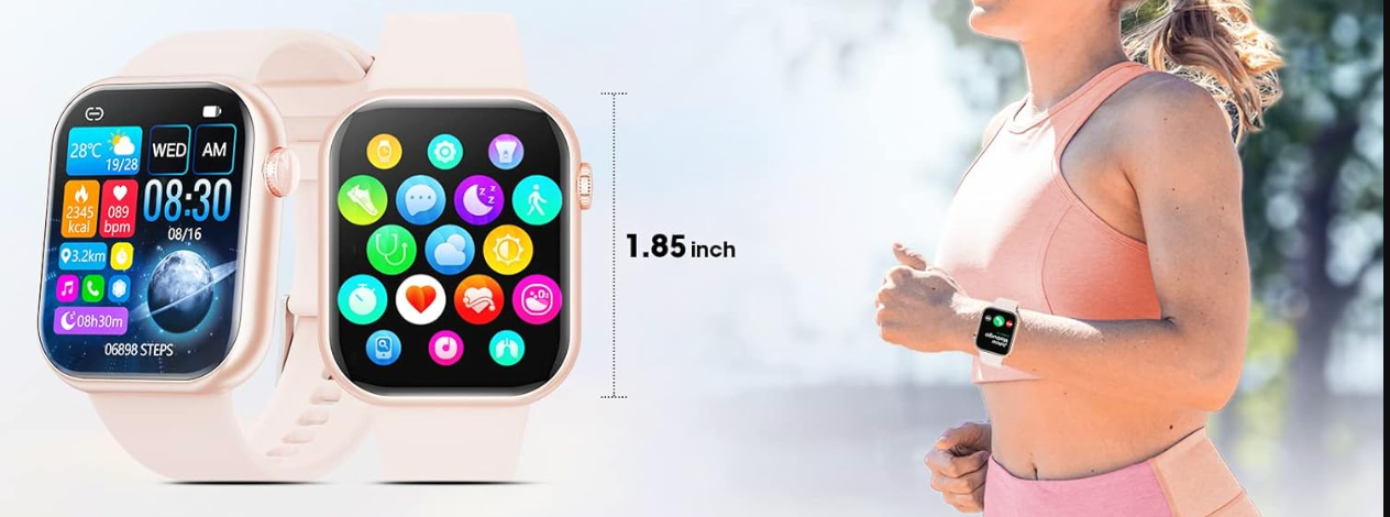 Smartwatch męski Odpowiedź/Wykonuj połączenia,1.85 Smartwatch pełny ekran dotykowy,wodoodporny sportowy zegarek IP67,Fitness Smart Watch z tętnem tlenu we krwi dla Androida i iOS