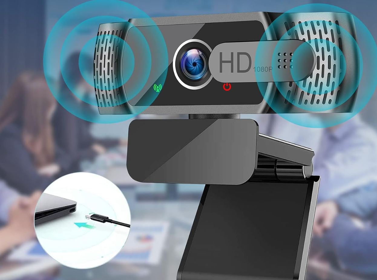 neefeaer kamera internetowa HD1080P z mikrofonem, automatyczna korekcja światła, USB PC kamera internetowa z osłoną, kąt szeroki 90°, korekcja ekspozycji, Plug &amp; Play, do komputera, laptopa, komputera