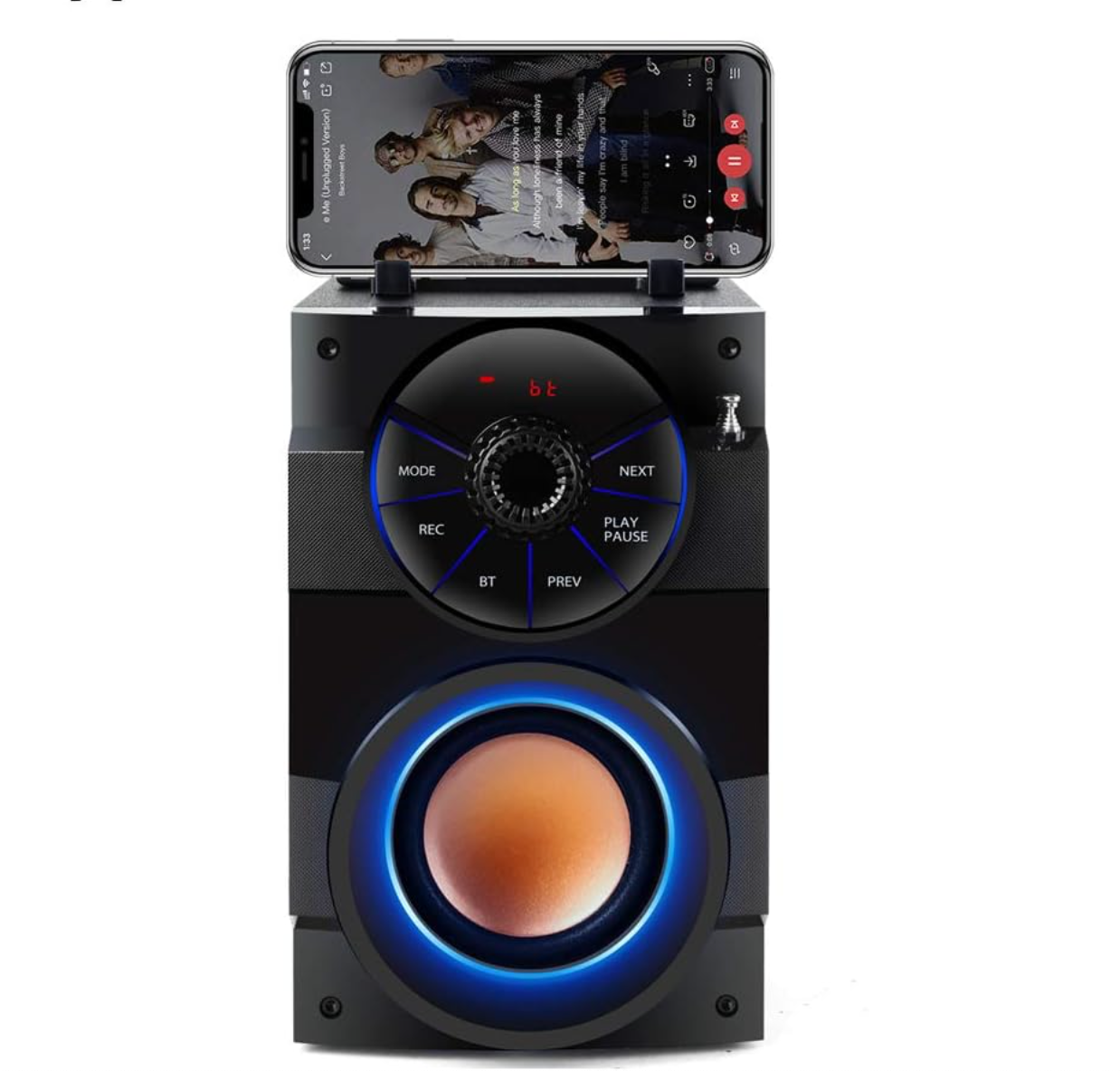 Głośnik Bluetooth, Przenośny głośnik Bluetooth z basami o dużej mocy, 2 głośnikami, światłami LED, radio FM, pilotem zdalnego sterowania, odtwarzaczem MP3, potężnym głośnikiem