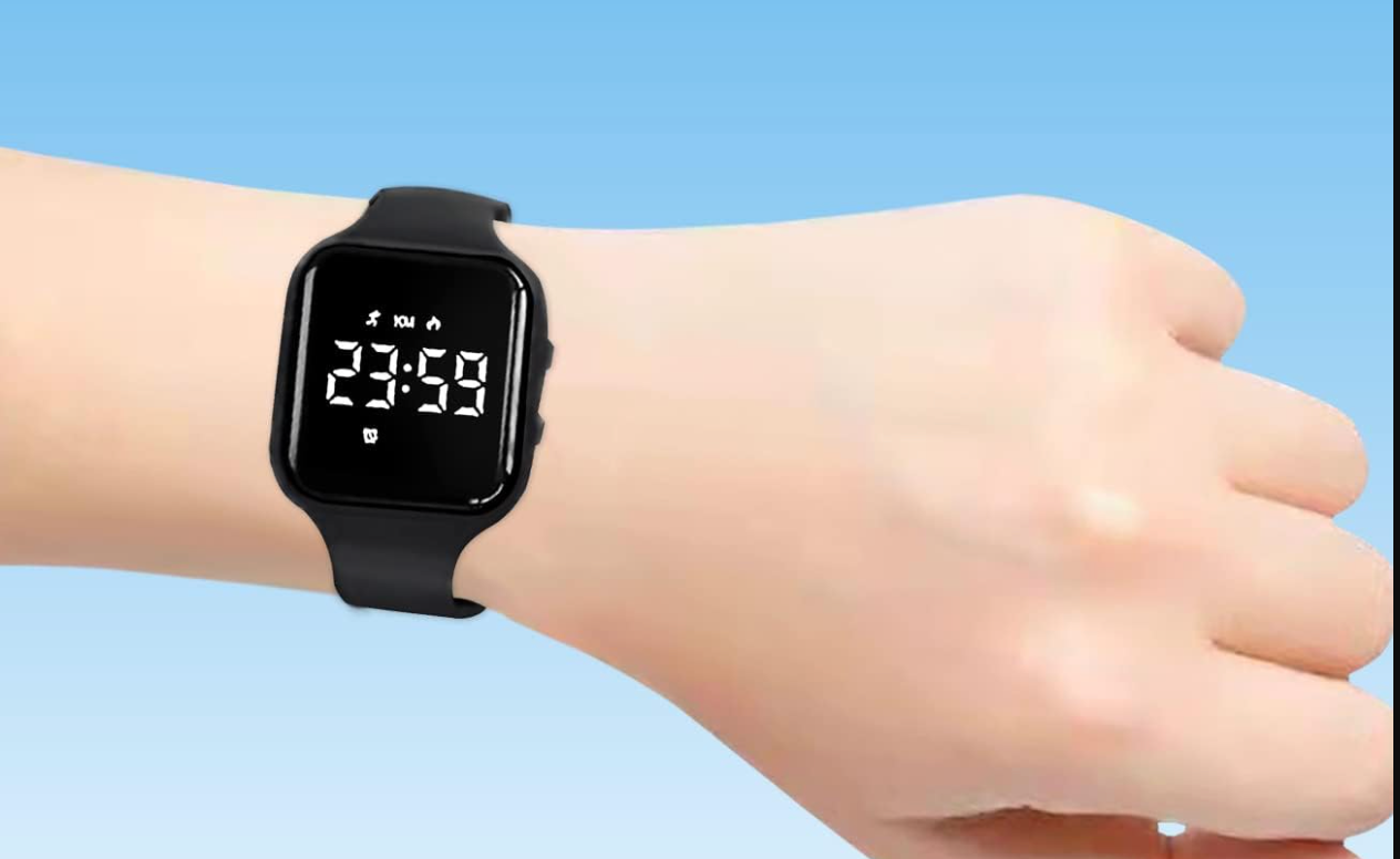 HUYVMAY Fitness Tracker Zzegarek z Krokomierzem, Zegarek Fitness bez Bluetooth/Aplikacji/Telefonu, Wodoszczelny Zegarek Fitness dla Chłopców Dziewcząt Dzieci, Zegarek na Rrękę ze Stoperem, 3 Budziki