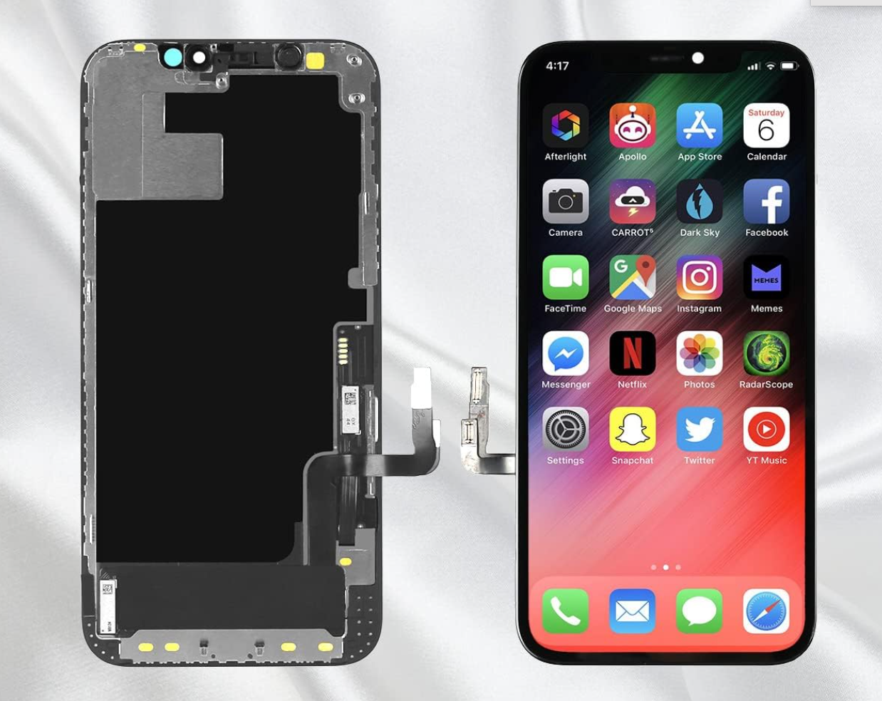 Yodoit Wyświetlacz do telefonu 12/12 pro LCD Wyświetlacz Ekran Czarny Wstępnie Zmontowany Dotykowy Wyświetlacz Szkło Zestaw Naprawczy 6,1 Cala