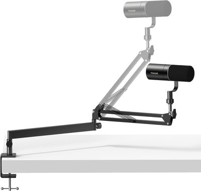TONOR Wysięgnik mikrofonu, niskoprofilowy statyw mikrofonowy Premium do nagrywania podcastów dla graczy, w pełni regulowany, obracany o 360 °, składany o 90 °, do HyperX Blue Yeti Shure Rode T20LP