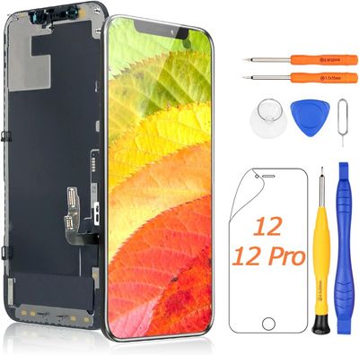 Yodoit Wyświetlacz do telefonu 12/12 pro LCD Wyświetlacz Ekran Czarny Wstępnie Zmontowany Dotykowy Wyświetlacz Szkło Zestaw Naprawczy 6,1 Cala