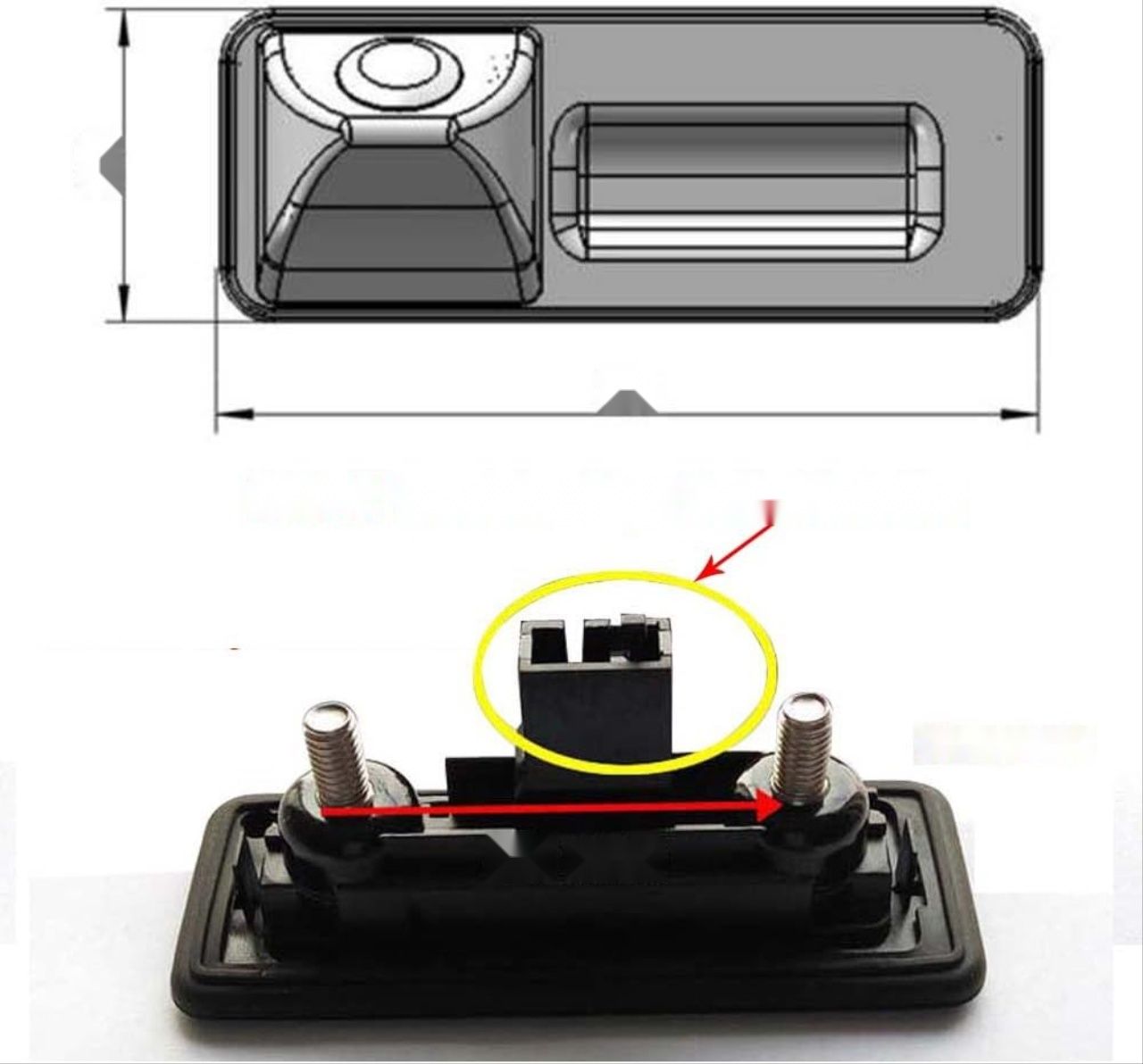 Kamera cofania Navinio, wodoodporna, z widzeniem nocnym, umieszczona w uchwycie bagażnika, dla VW Skoda Rapid Roomster Superb Yeti Fabia Octavia II 1Z5 oraz Audi A1.