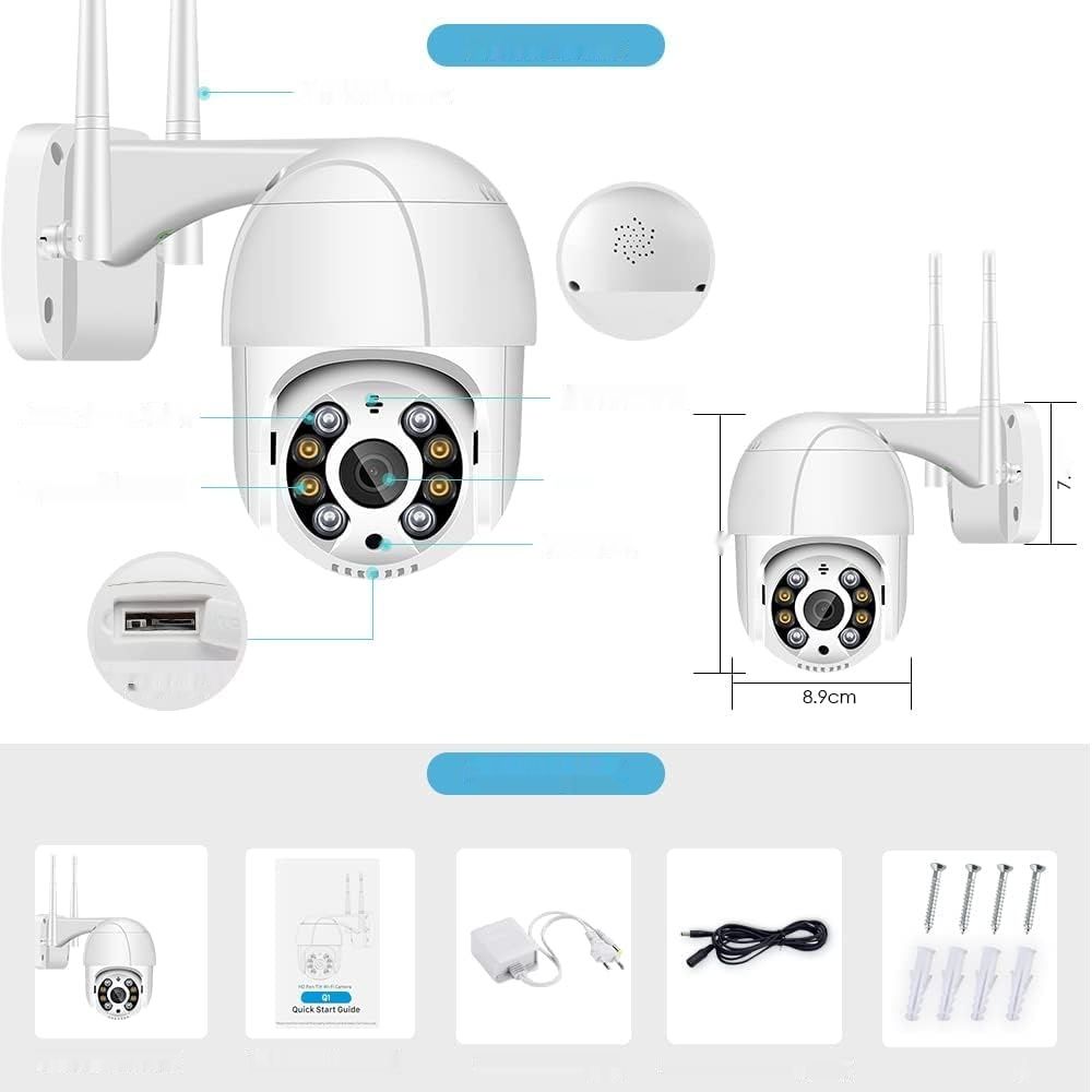 Anksono 2MP WiFi, obrót PTZ, nocne widzenie, IP66