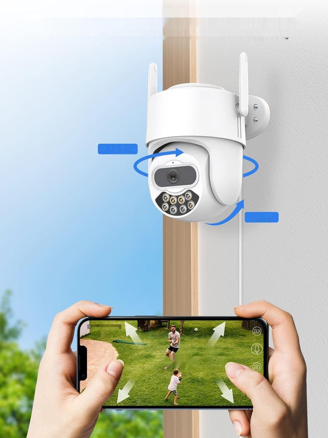 Anksono 2K PTZ IP Camera, WiFi, ruch, alarm, IP66.