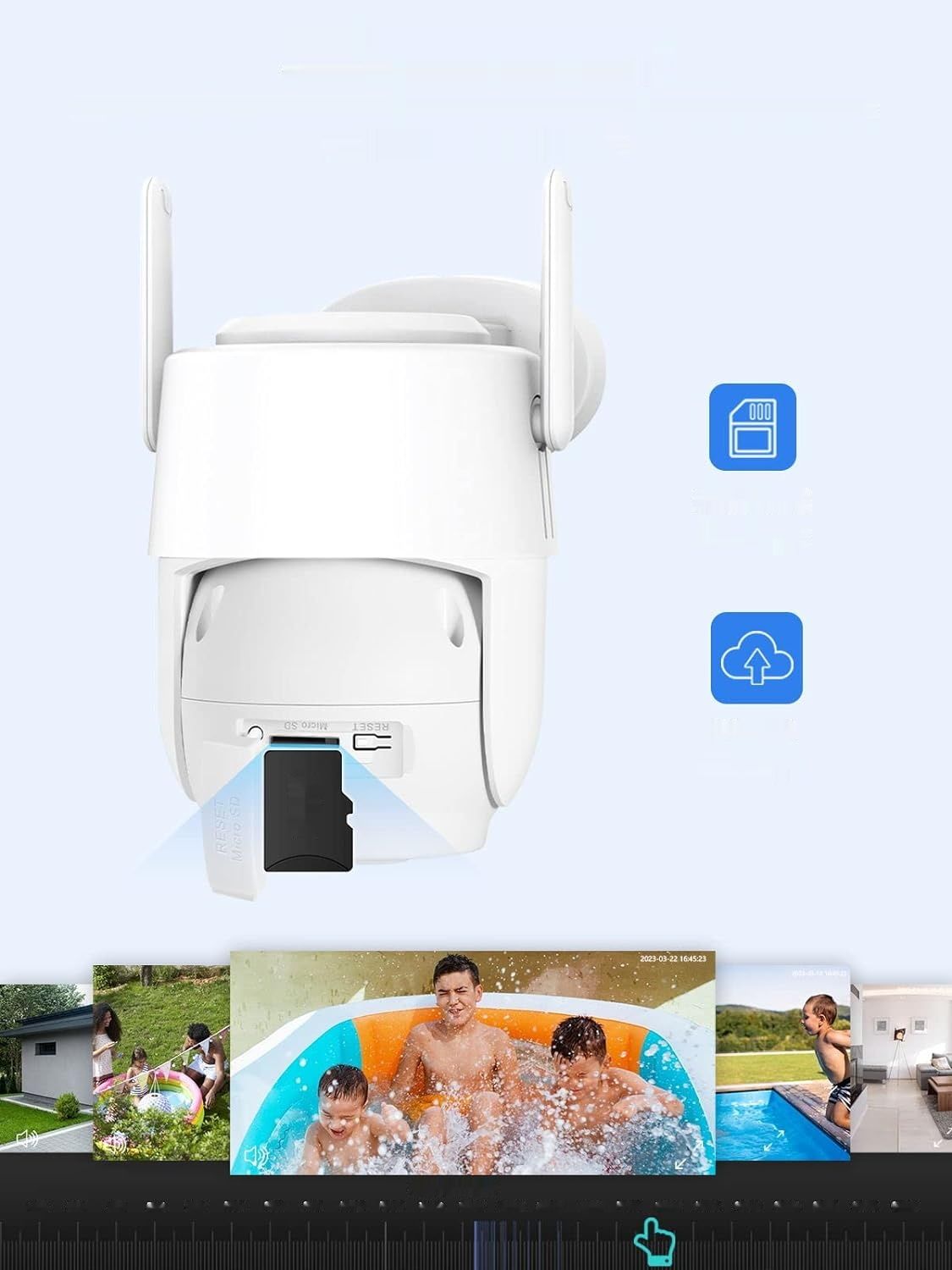 Anksono 2K PTZ IP Camera, WiFi, ruch, alarm, IP66.