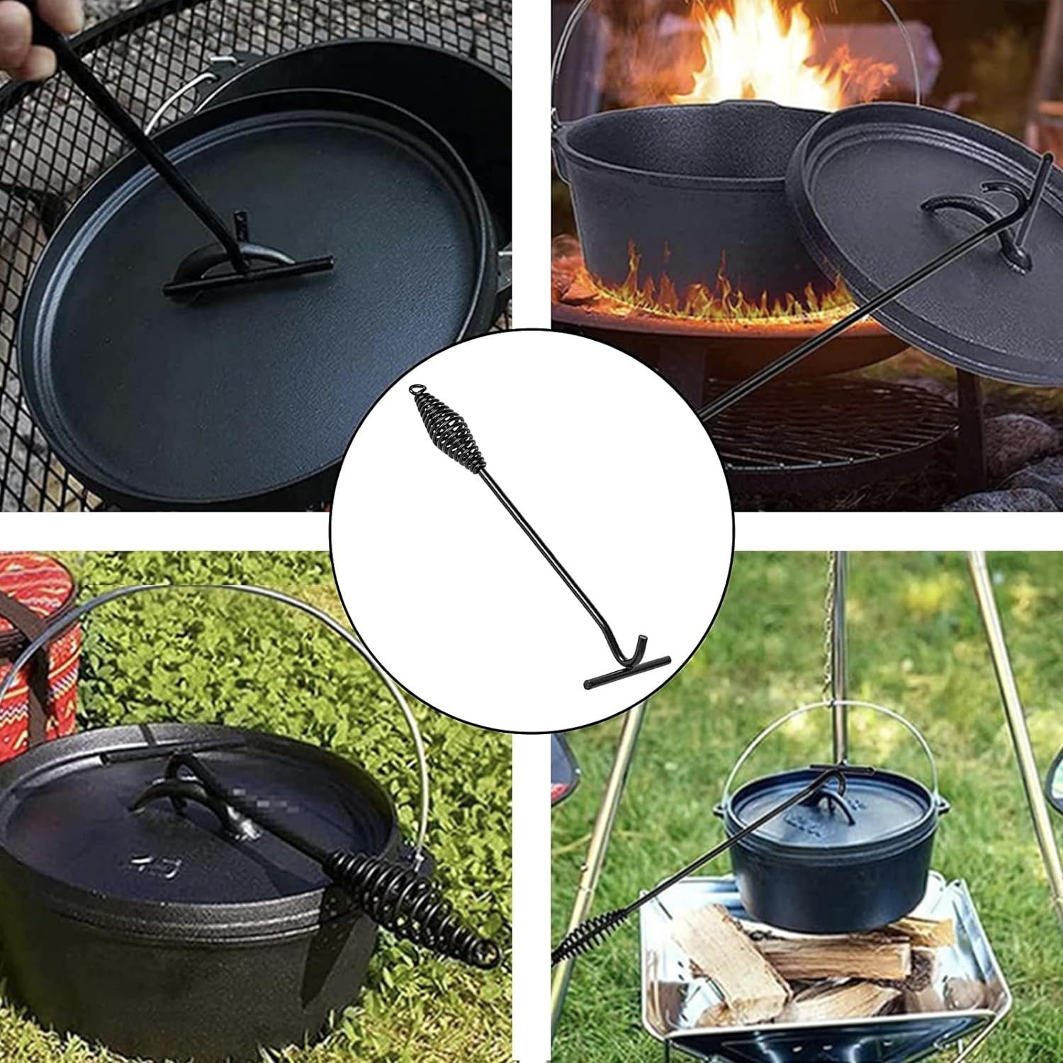 Akcesoria BARVERE: podstawa 42 cm, stojak, haki, rękawice BBQ.