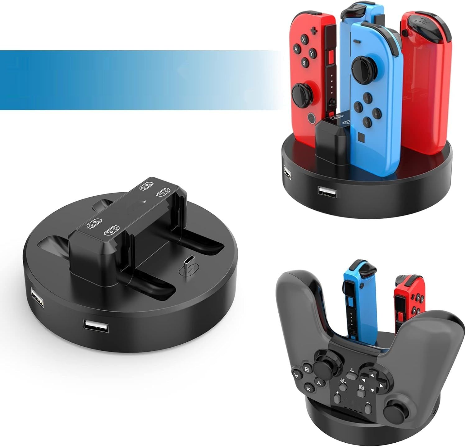 HEYSTOP Zestaw akcesoriów 28 w 1 dla Nintendo Switch z torbą i stacją ładującą.