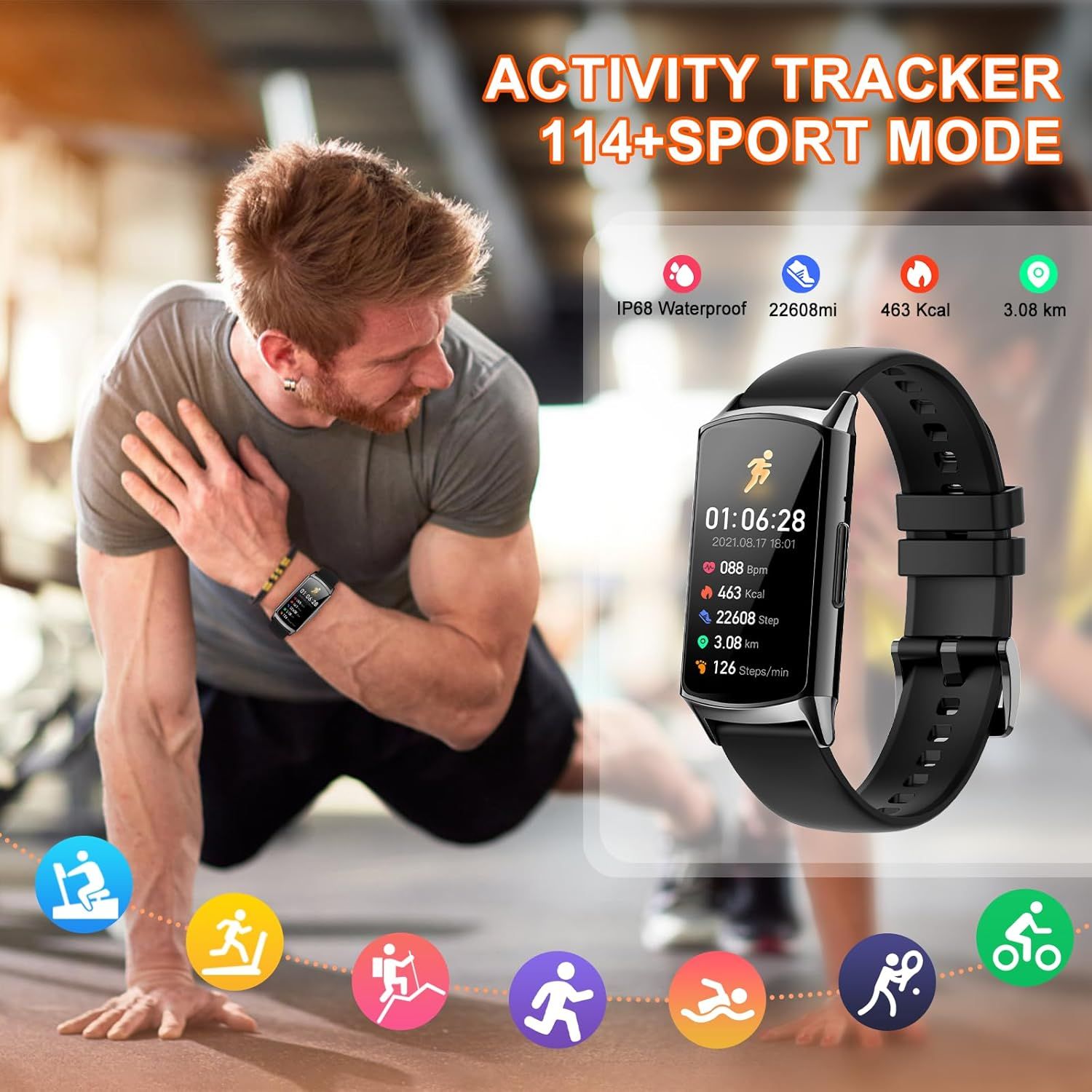 ELEJAFE Smartwatch dla kobiet z funkcją telefonu, wodoodporny IP68, 114+ trybów sportowych, tracker kondycji, krokomierz, monitor tętna, SpO2, snu, iOS Android
