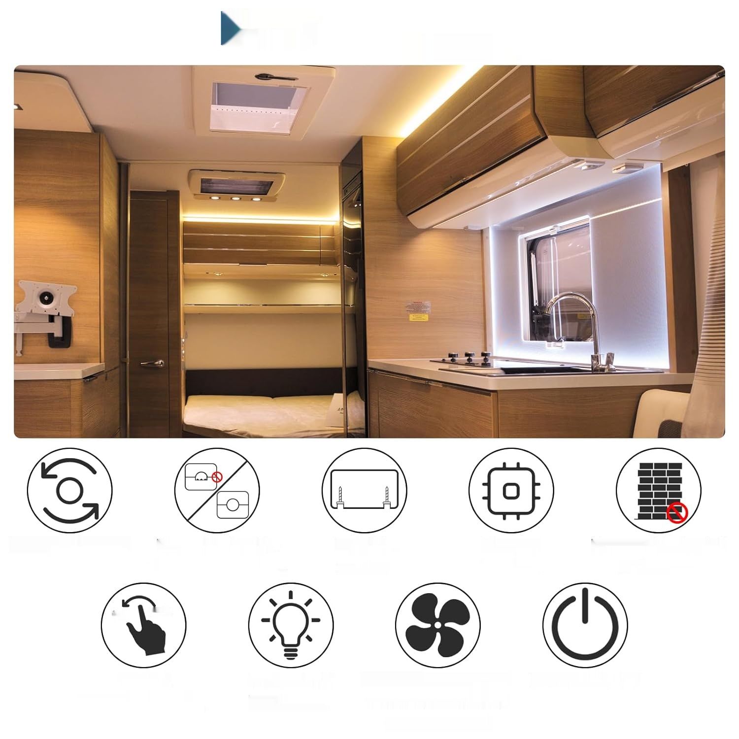 VIPMOON Przełącznik ściemniacza 12V-24V, do taśm LED, kamperów, łodzi, lamp LED