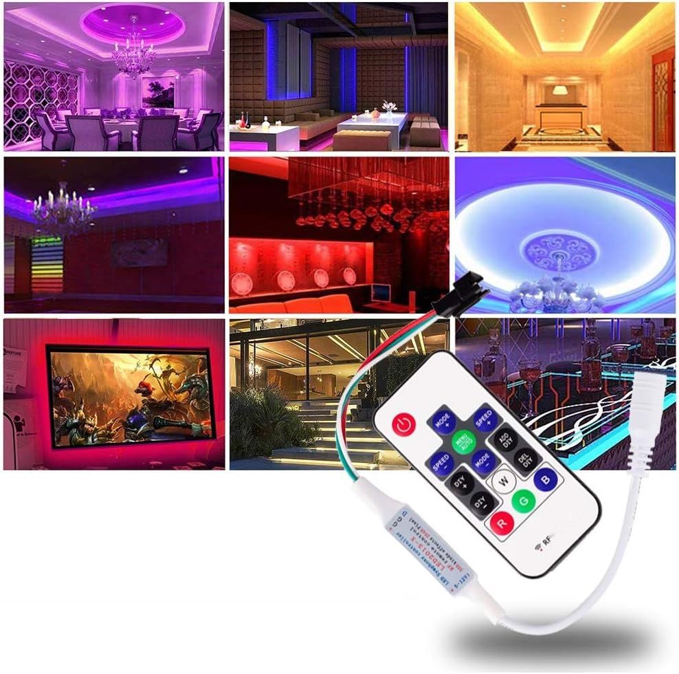 VIPMOON Kontroler LED z pilotem RF z 14 przyciskami 5-24 V Mini RF