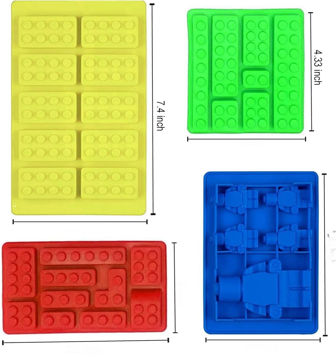 Silikonowe foremki do lodu, czekolady, cukierków, fondantu w kształcie klocków.