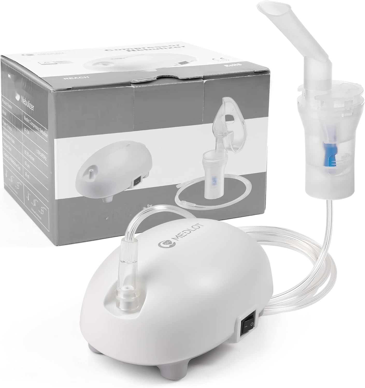 MEDLOT Nebulizator Inhalator, z Ustnikiem i Maską, na Przeziębienia, Portatywny
