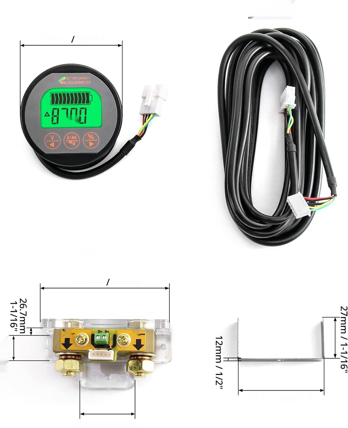 QWORK Miernik Baterii Woltomierz Amperomierz, Zakres Napięcia 8V-80V i do 500A