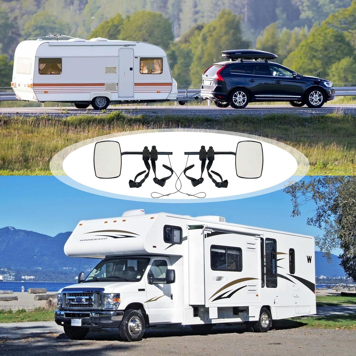 Lusterko Caravan Samochodowe, Zestaw 2 lusterek, Uniwersalne