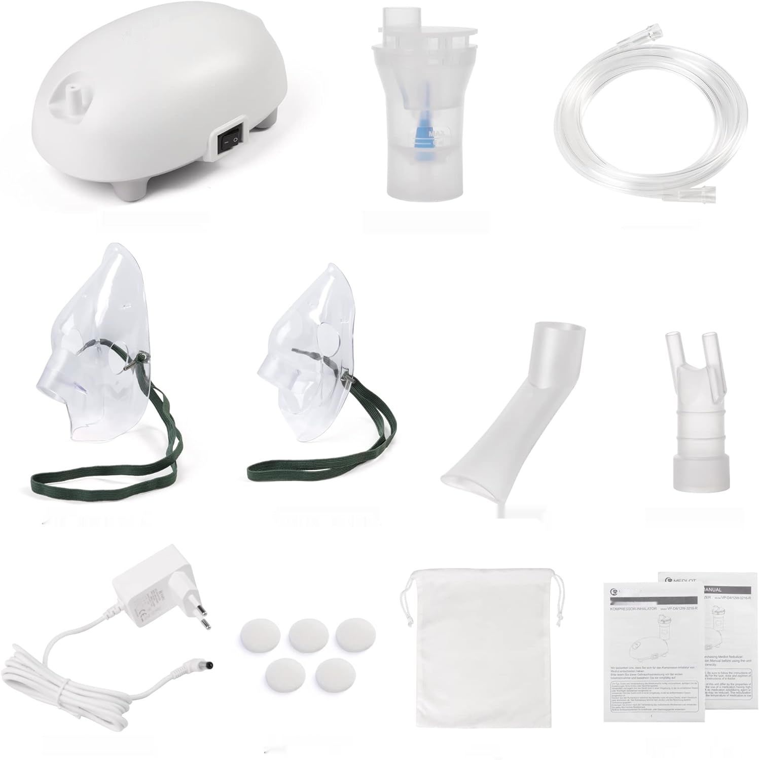 MEDLOT Nebulizator Inhalator, z Ustnikiem i Maską, na Przeziębienia, Portatywny