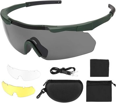 Feyachi Ochronne Okulary z 3 wymiennymi soczewkami, UV-400, nieślizgające się ramiona