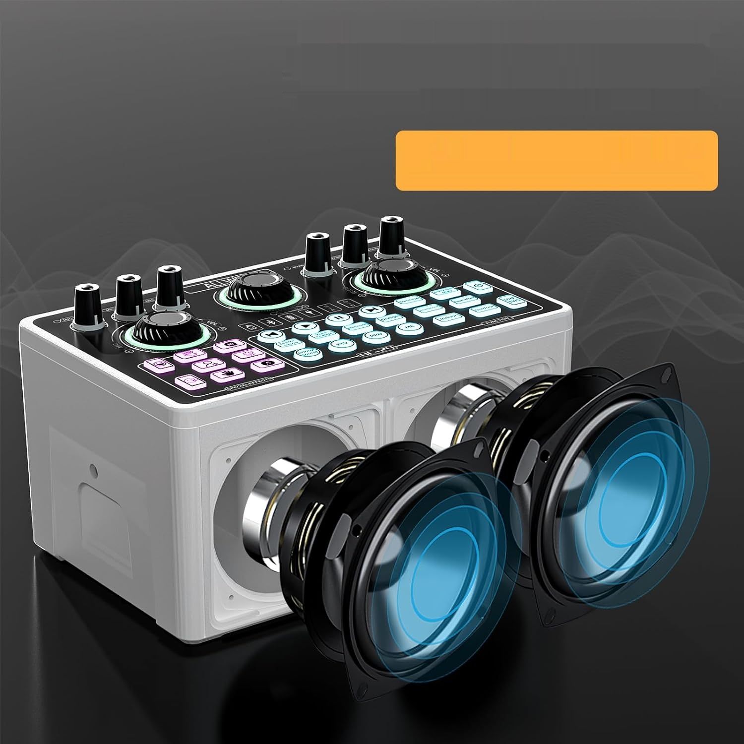 Bluetooth Karaoke Maszyna ALLWIN 3w1 z 2 mikrofonami, obsługuje TWS, do PC/Smartphone