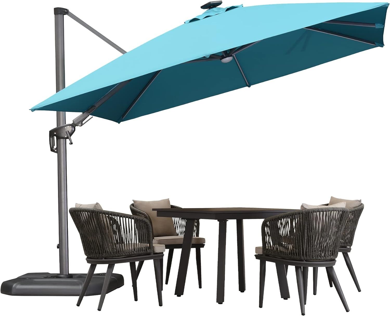 PURPLE LEAF Parasol, okrągły, 360° obrót, pedał nożny, cokół krzyżowy