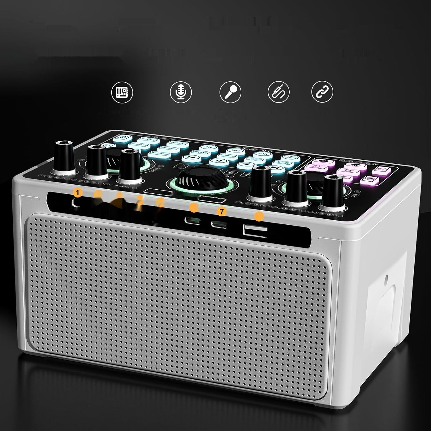Bluetooth Karaoke Maszyna ALLWIN 3w1 z 2 mikrofonami, obsługuje TWS, do PC/Smartphone
