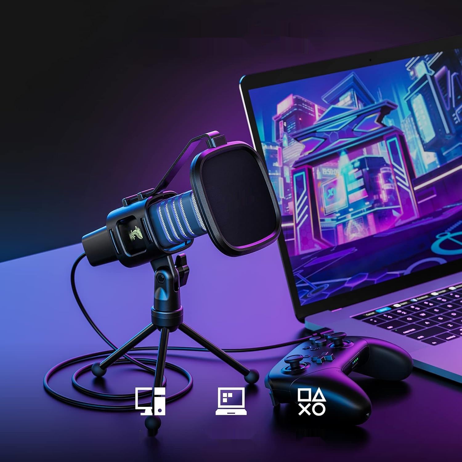 TONOR Gaming USB Mikrofon PC RGB Mikrofon  ‎TC30
