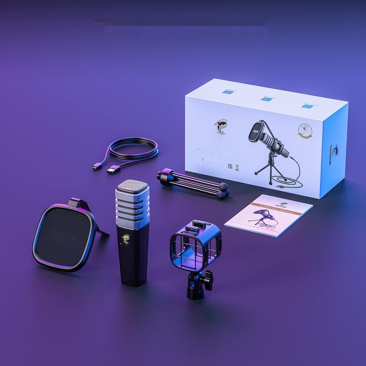 TONOR Gaming USB Mikrofon PC RGB Mikrofon  ‎TC30