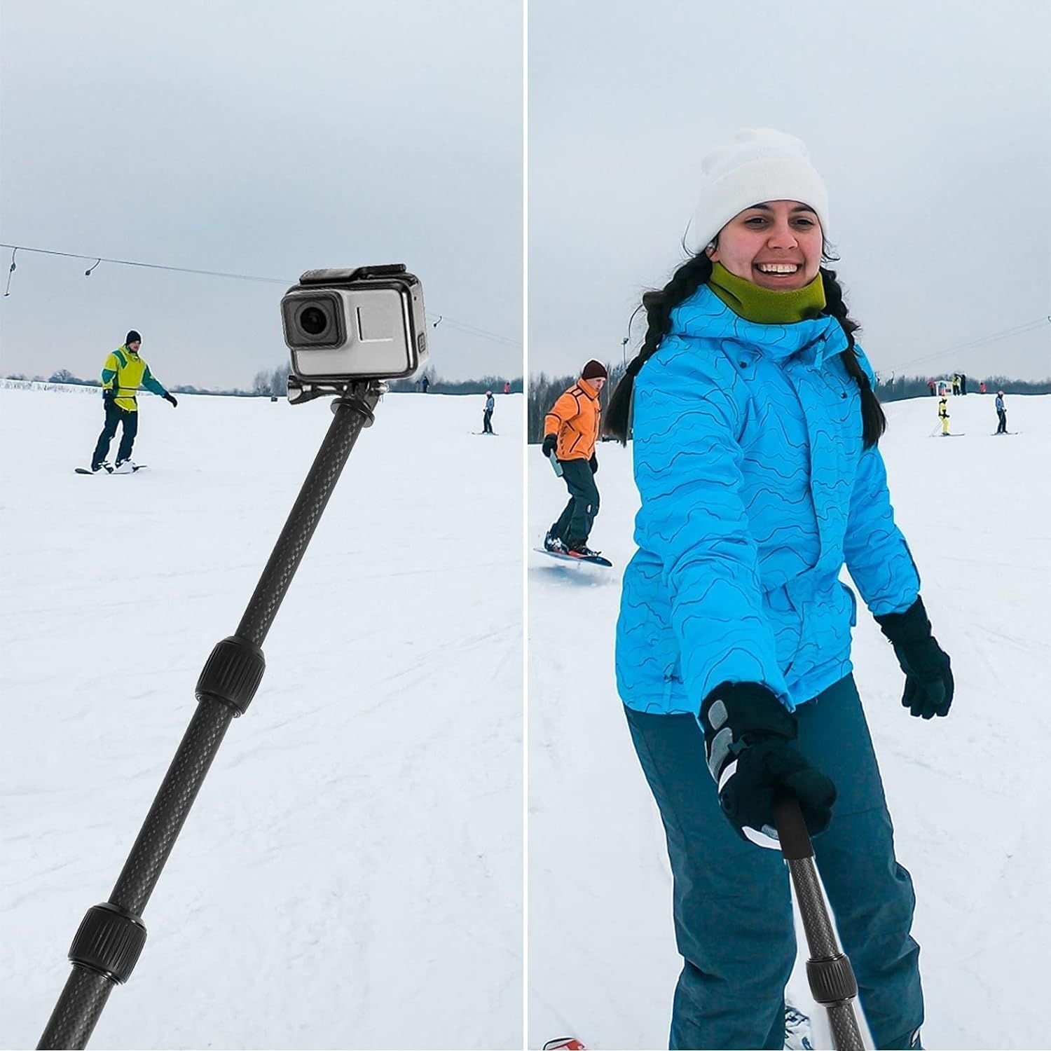Smatree Wysuwany Kij Z Włókna Węglowego Zgodny z GoPro, DJI, AKASO, Insta 360