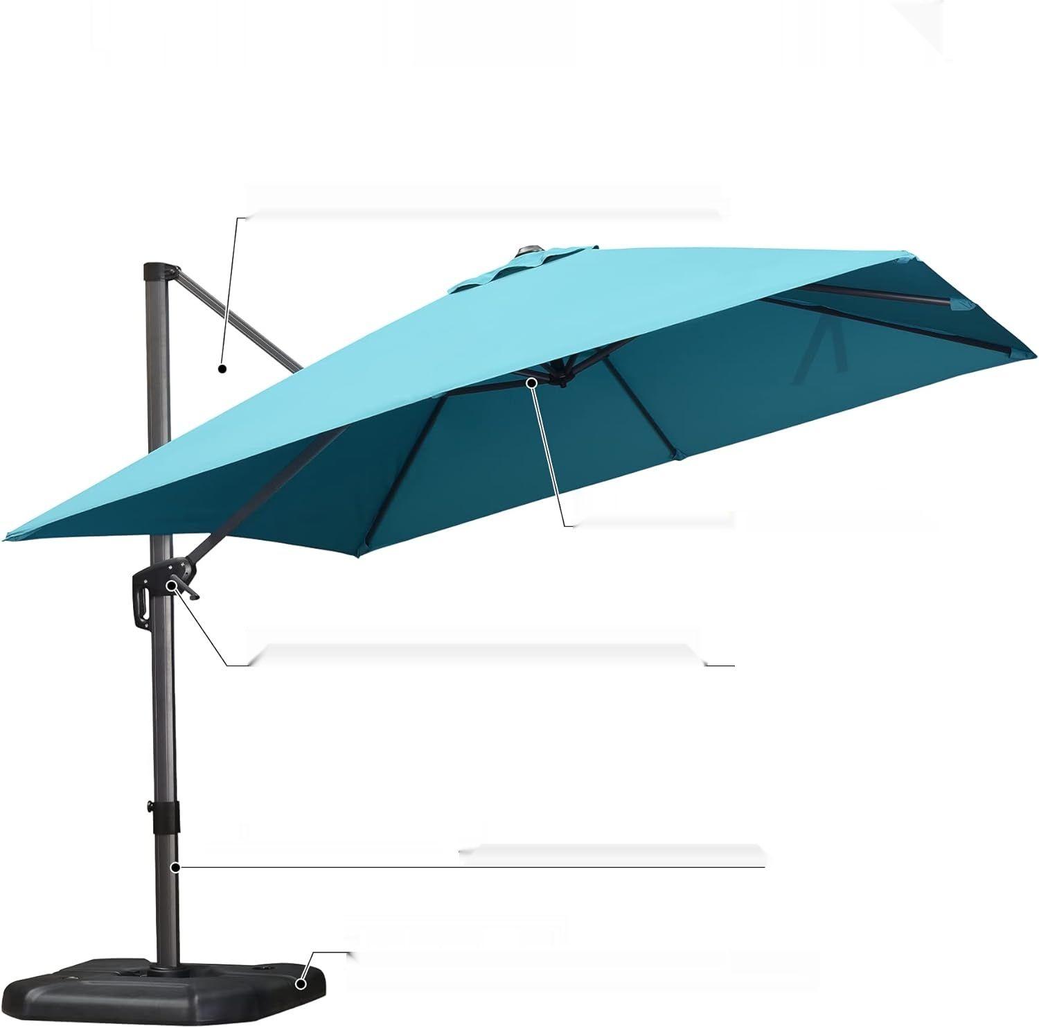 PURPLE LEAF Parasol, okrągły, 360° obrót, pedał nożny, cokół krzyżowy