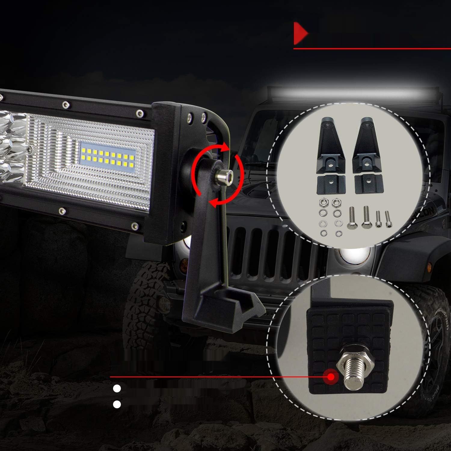 Auxtings 7D LED Work Light Bar, 216-324 W, 3 Rzędy, 12-24 V, 6000K, Off-Road.