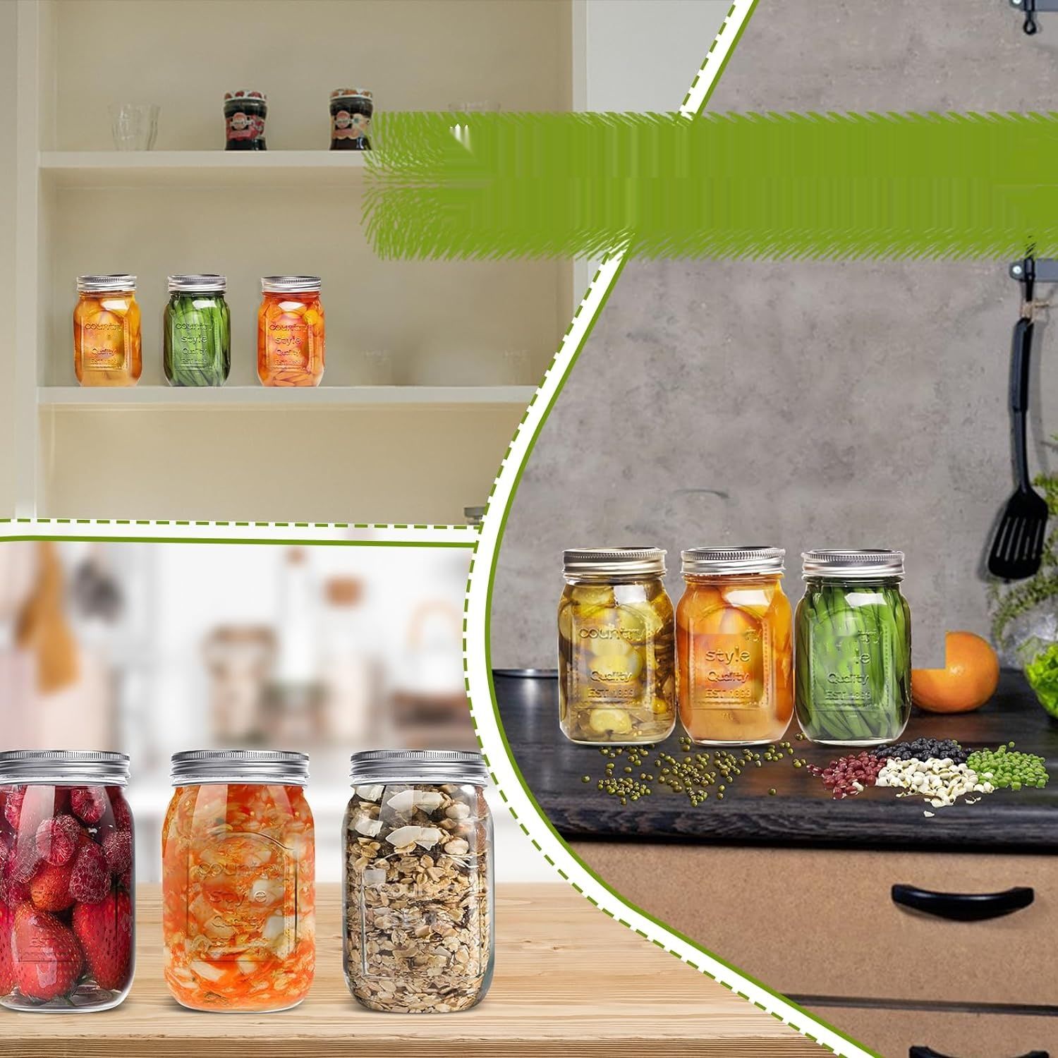 MASTERTOP 6 szklanek z pokrywką i słomką, 500 ml, hermetyczne Mason Jars.