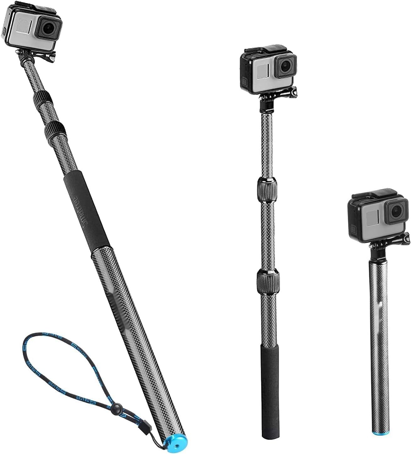 Smatree Wysuwany Kij Z Włókna Węglowego Zgodny z GoPro, DJI, AKASO, Insta 360