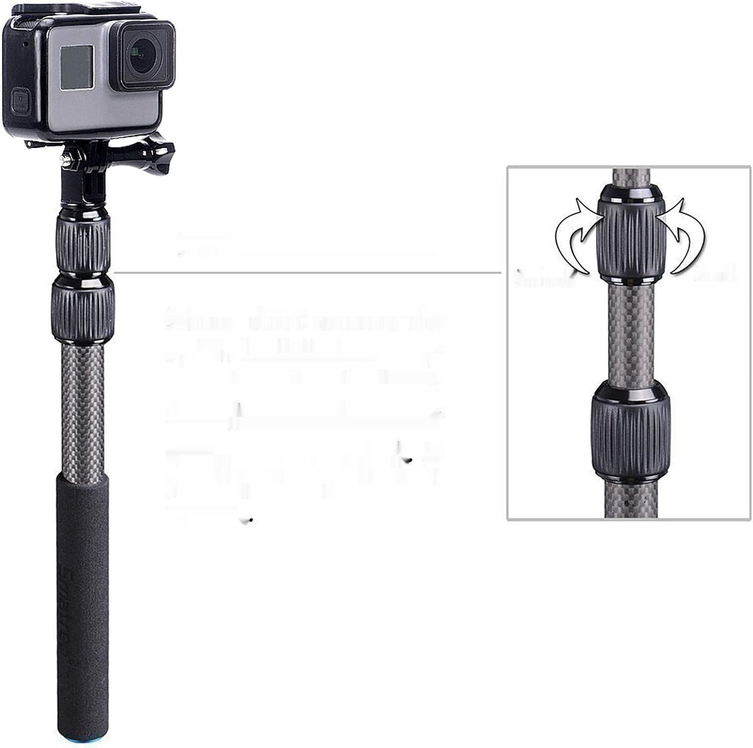 Smatree Wysuwany Kij Z Włókna Węglowego Zgodny z GoPro, DJI, AKASO, Insta 360