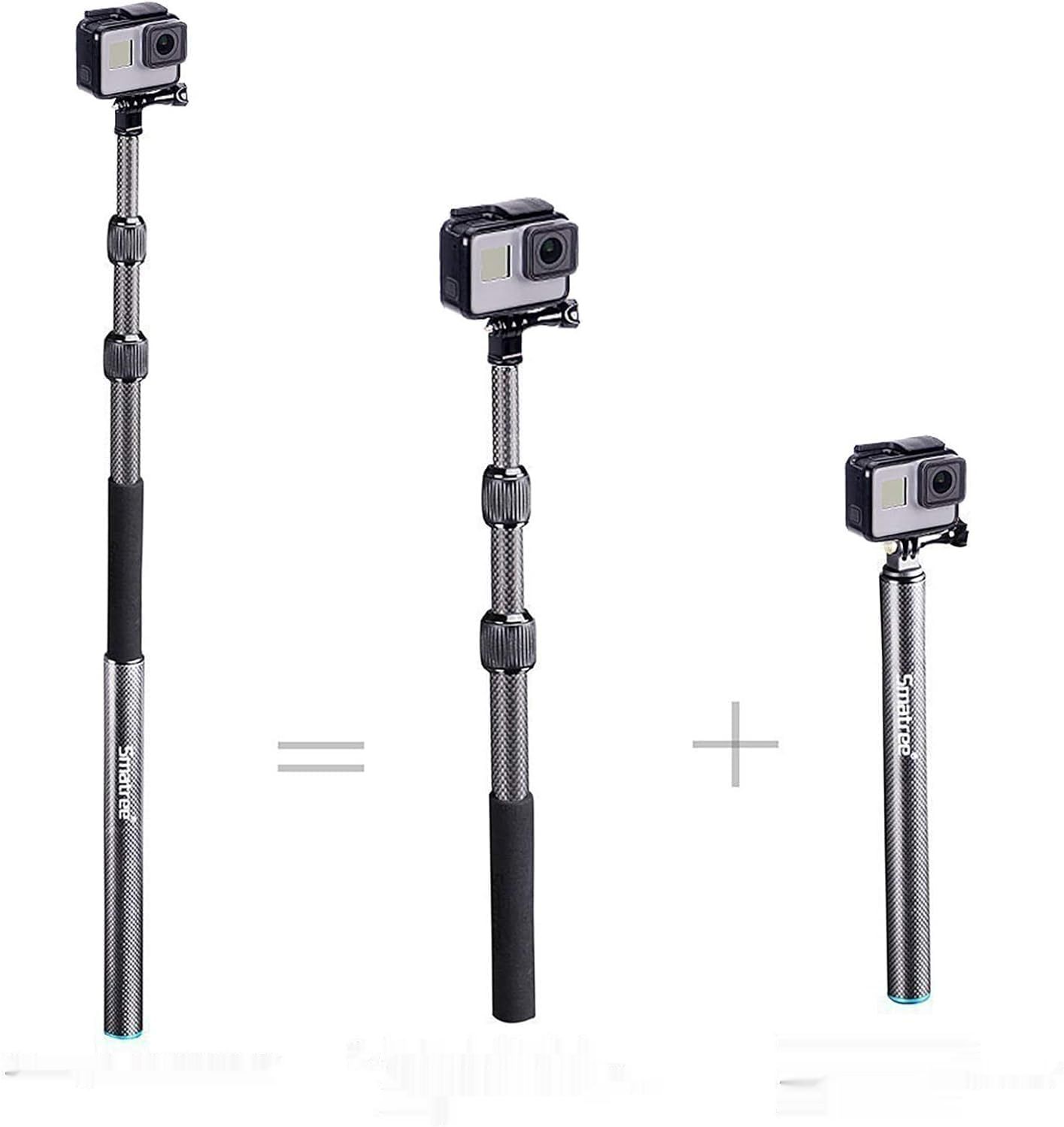 Smatree Wysuwany Kij Z Włókna Węglowego Zgodny z GoPro, DJI, AKASO, Insta 360
