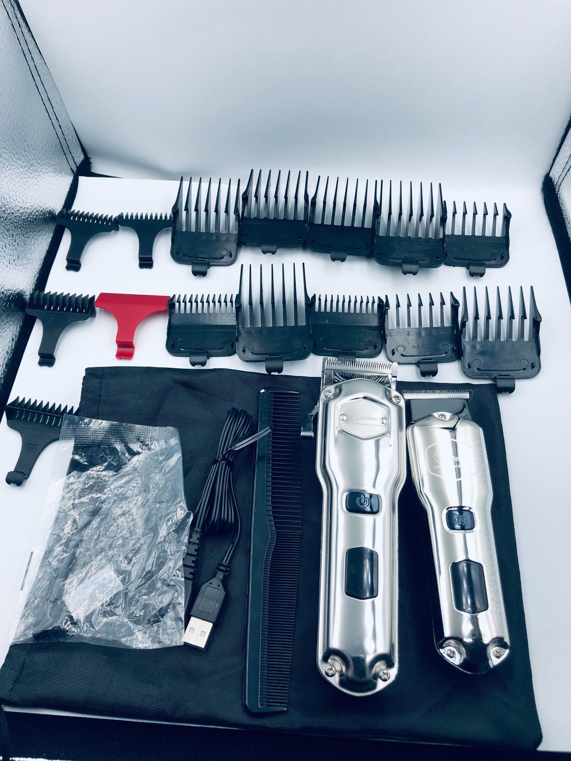 Hatteker Zestaw maszynki do włosów i brody, wodoodporna, USB (Srebrny)