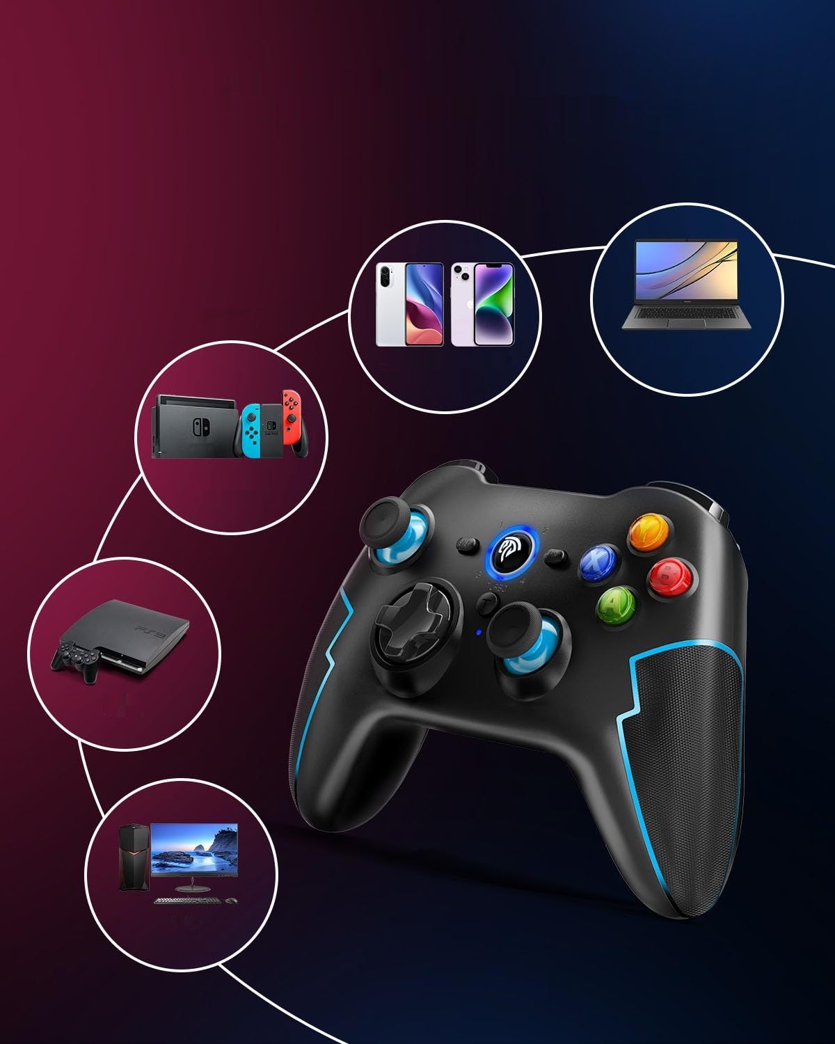 EasySMX 9013PRO Kontroler: PC, PS3, bezprzewodowy, Bluetooth, Android, iOS, Tesla.