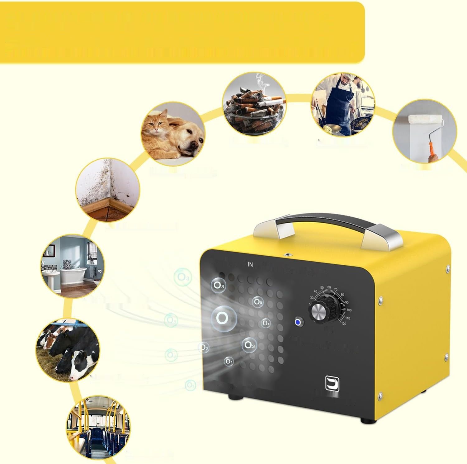 JOBYNA Generator Ozonu, 10 000 mg/h, Przenośny Ozonator z Timerem i Pilotem