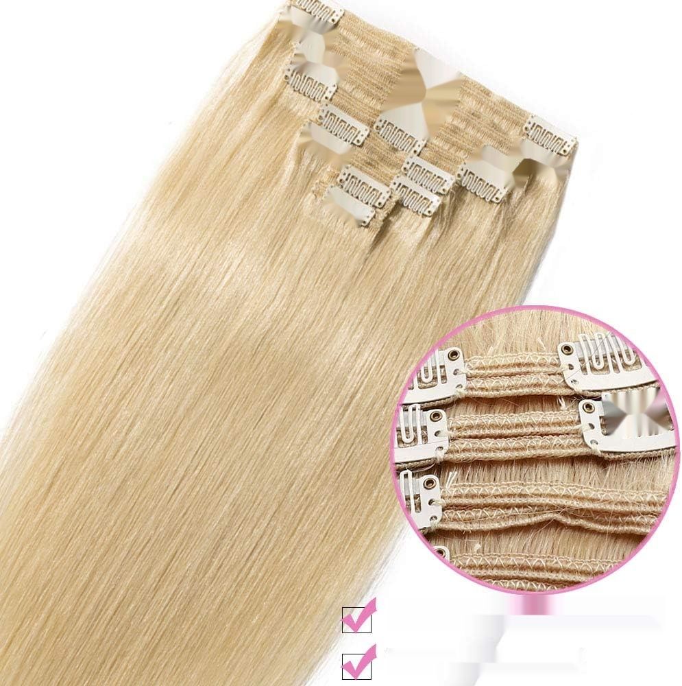 12&quot; Przedłużenia Natural Włosów na Klipsach #613 Blond 100% Remy 8 Pasemek