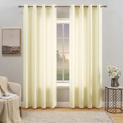 MIULEE Półprzezroczysta Zasłona z Przelotkami, Zestaw 2 Zasłon, H 215 x W 140 cm