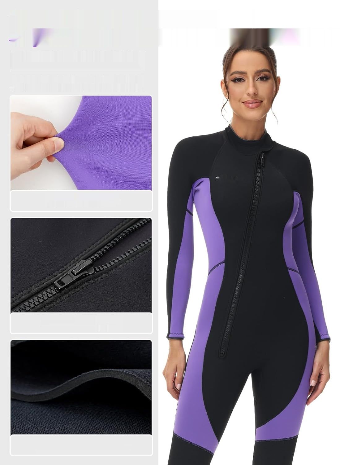 Owntop Wodery Męskie Damskie 3/2 mm - Pełne Kombinezony do Nurkowania z Przednim Zamkiem